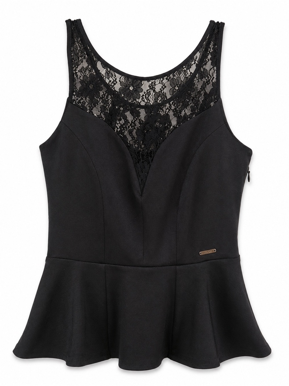 Guess Black Lace Peplum Tank Top